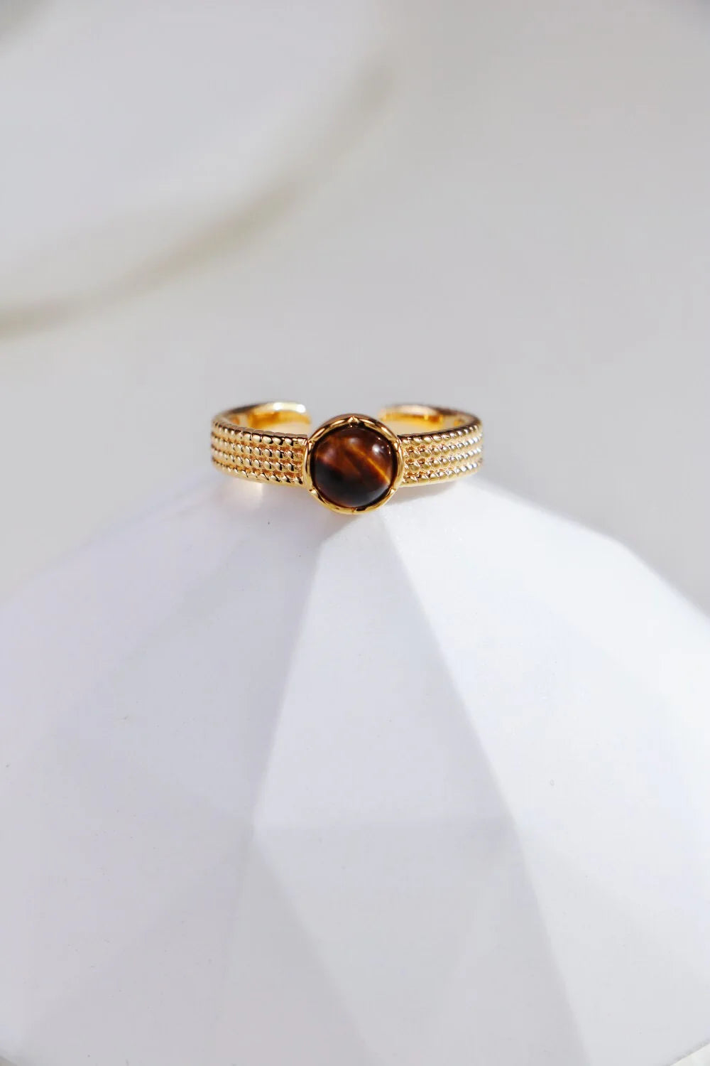 Handmade 18ct Gold Plated or Sterling Silver Black Onyx or Tiger Eye Ring