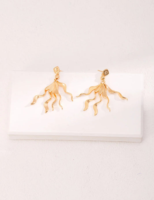 Gold Tassel Statement Earrings Handmade in 18k Gold Plated